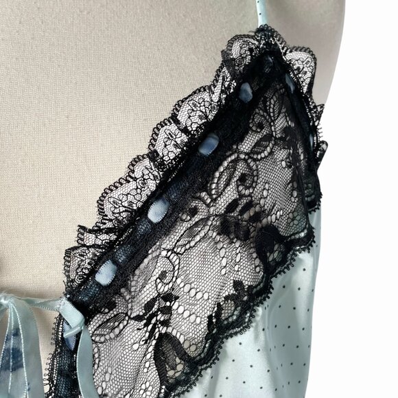 Vintage Christian Dior Lingerie Slip Dress Mint Green Polka Dot Lace Small - Picture 7 of 11